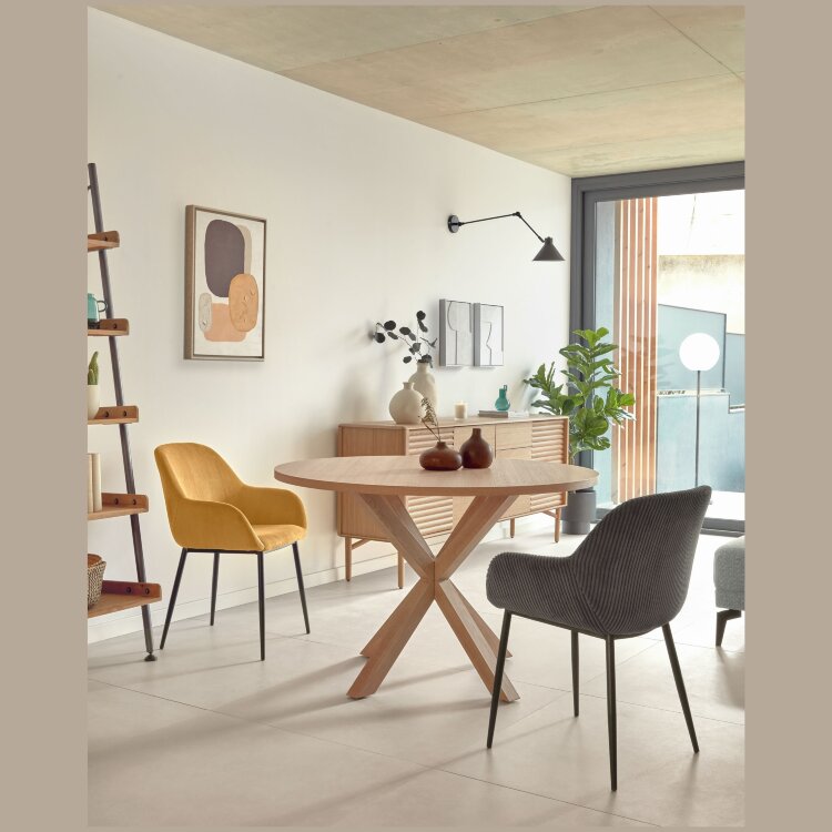 ARYA Стол с бежевой столешницей с отделкой из меламина стальными ножками с отделкой под дерево