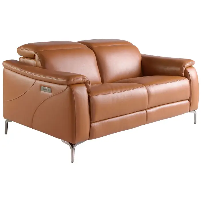 Диван 2-х местный с реклайнером 6180/KM6132-2P-M5676 из коричневой кожи