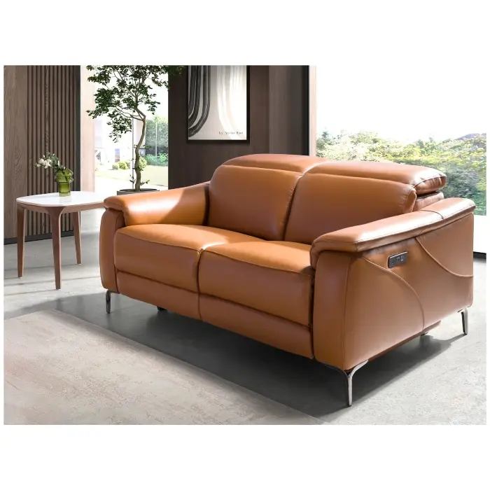 Диван 2-х местный с реклайнером 6180/KM6132-2P-M5676 из коричневой кожи