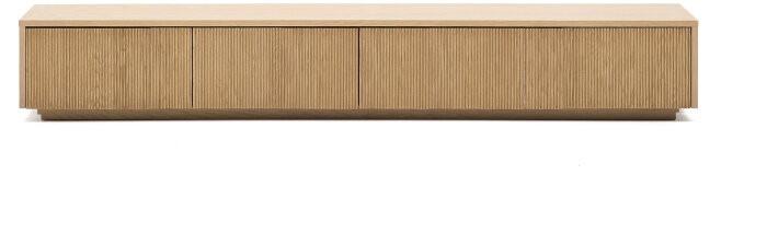 Тумба под телевизор Helvine с 4 ящиками из дубового шпона и закаленного стекла, 200 x 40