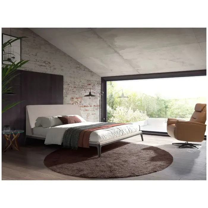 Кровать 7155/GC2223 из серой ткани