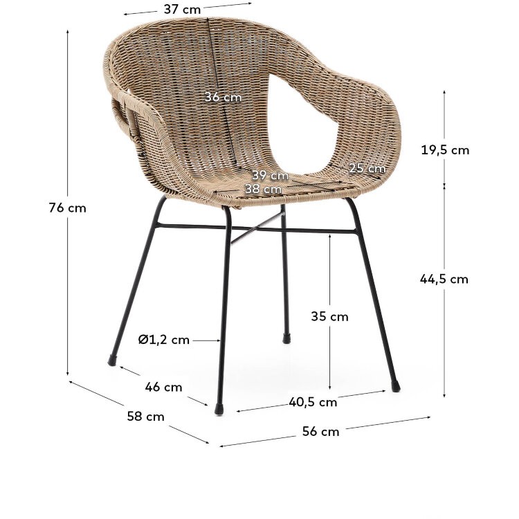 Стул Eltiera из искусственного ротанга с черной стальной конструкцией