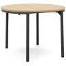 Montuiri Круглый раздвижной стол из дубового шпона с ножками черного цвета, Ø90(130) см