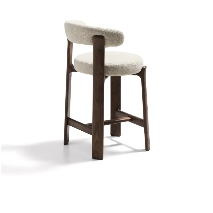 Полубарный стул Granite из бежевого шенилла и ясеня с отделкой орех 65 см