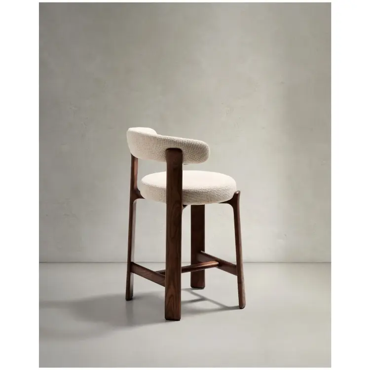 Полубарный стул Granite из бежевого шенилла и ясеня с отделкой орех 65 см