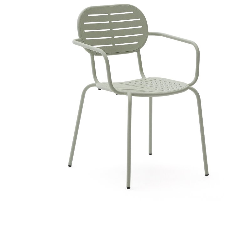 Уличный стул Brai с подлокотниками из оцинкованной стали бирюзового цвета