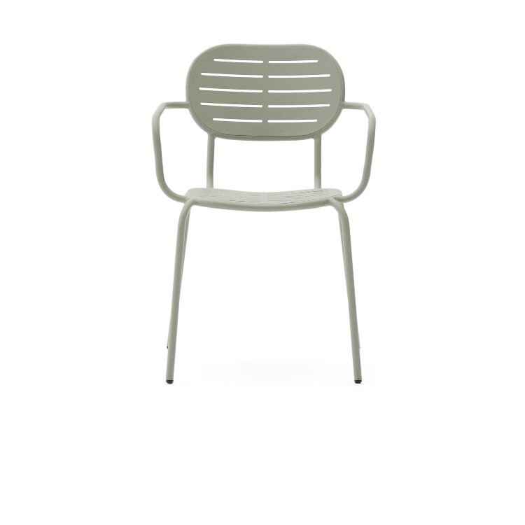 Уличный стул Brai с подлокотниками из оцинкованной стали бирюзового цвета