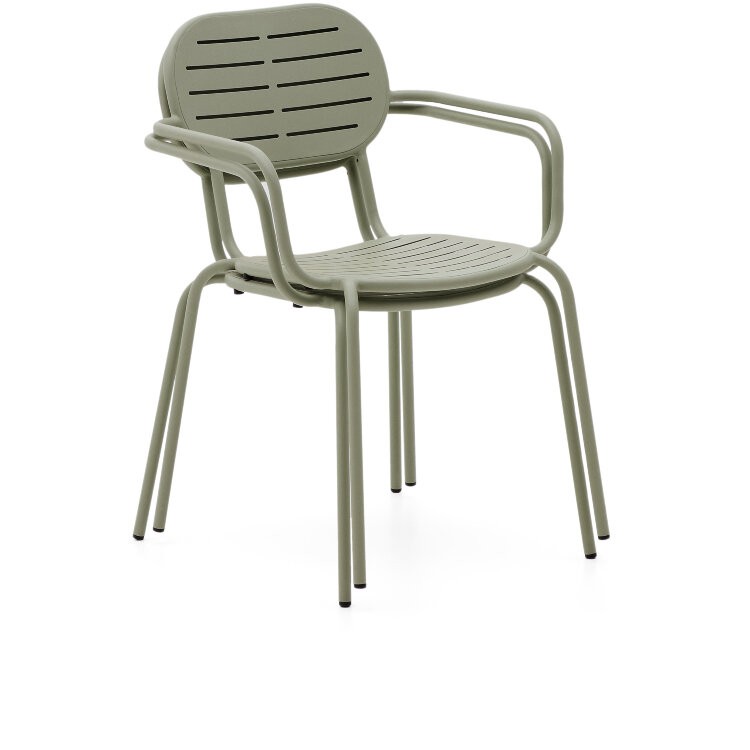 Уличный стул Brai с подлокотниками из оцинкованной стали бирюзового цвета