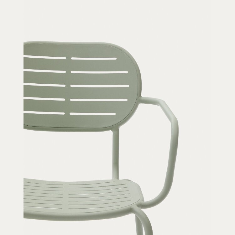 Уличный стул Brai с подлокотниками из оцинкованной стали бирюзового цвета