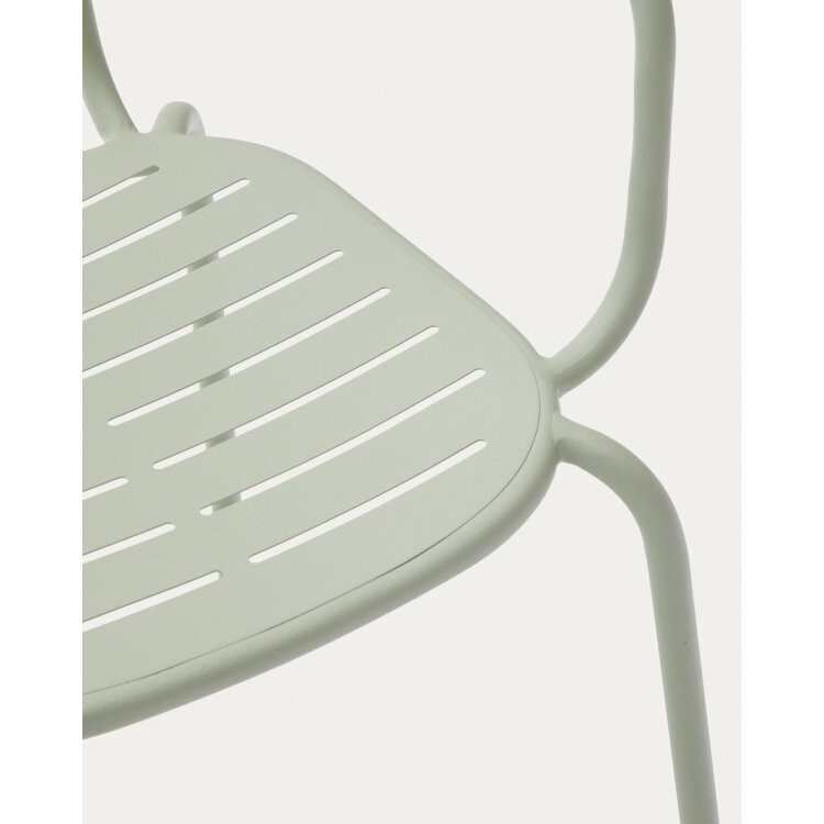 Уличный стул Brai с подлокотниками из оцинкованной стали бирюзового цвета