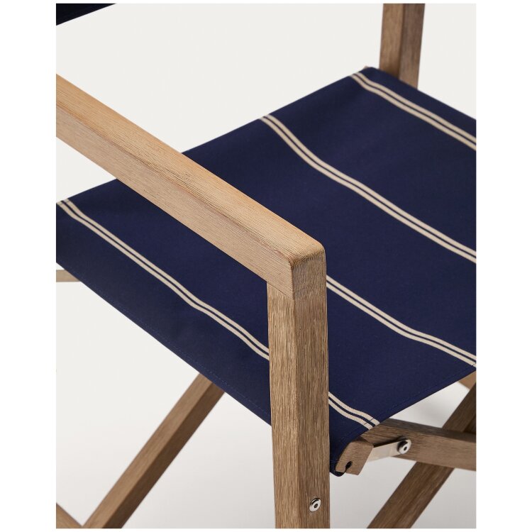 Уличный складной стул Vilara в сине-бежевую полоску из акации