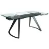 Прямоугольный раздвижной обеденный стол 1150 из стекла и черной стали