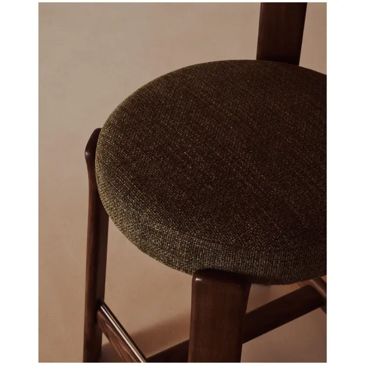 Полубарный стул Granite из зеленого шенилла и ясеня с отделкой орех 65 см