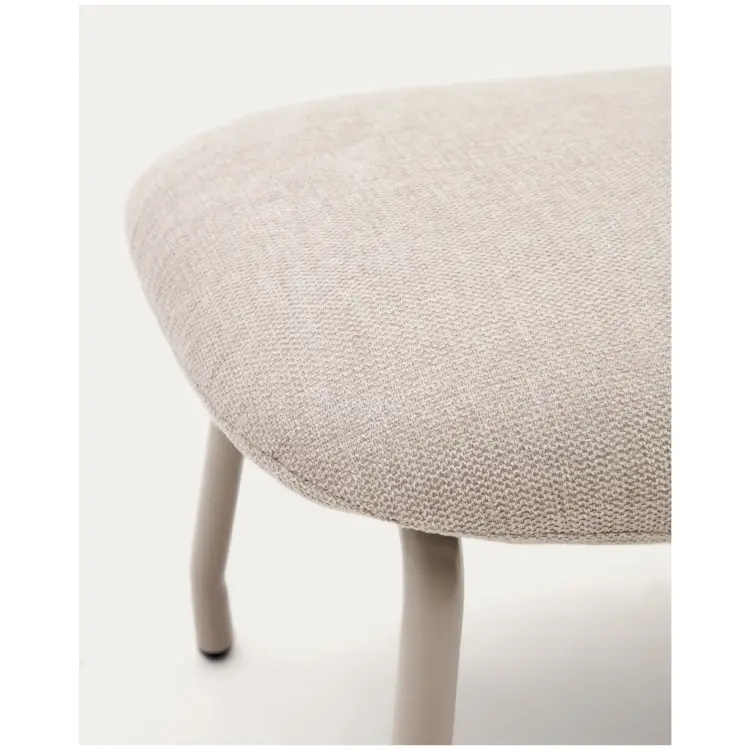 Belina Пуф для ног из бежевой синели и стали с белой отделкой