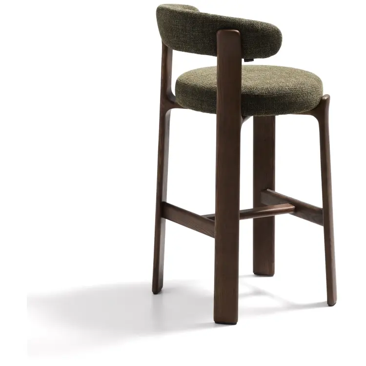 Барный стул Granite из зеленой синели и ясеня с отделкой орех 75 см