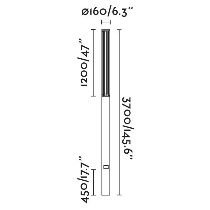 SCREEN 3700 Темно-серый столбовой светильник 3000К 180º