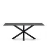 Argo Стол обеденный с черными ножками из стали и столешницей из черного стекла 200x100