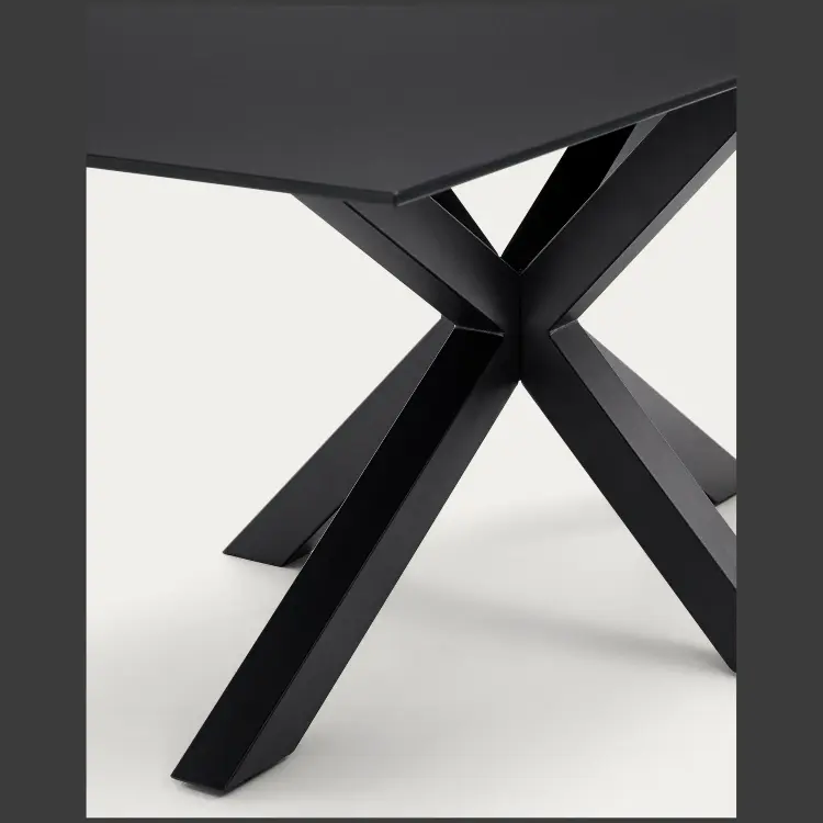 Argo Стол обеденный с черными ножками из стали и столешницей из черного стекла 200x100