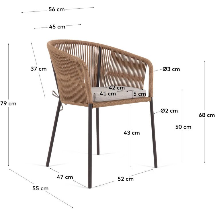 Веревочный стул Yanet бежевого цвета