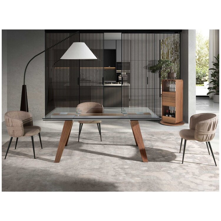 Раздвижной обеденный стол 1131/DT766 из закаленного стекла