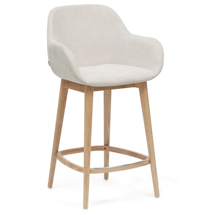 Полубарный стул Konna бежевого цвета с ножками из массива ясеня в светлой отделке, 65 см