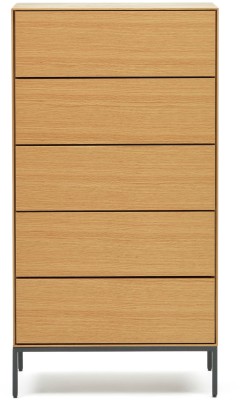 Vedrana Комод с 5 ящиками из дубового шпона со стальными ножками 60 x 114 см