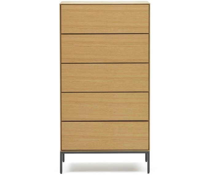 Vedrana Комод с 5 ящиками из дубового шпона со стальными ножками 60 x 114 см