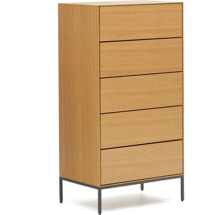 Vedrana Комод с 5 ящиками из дубового шпона со стальными ножками 60 x 114 см