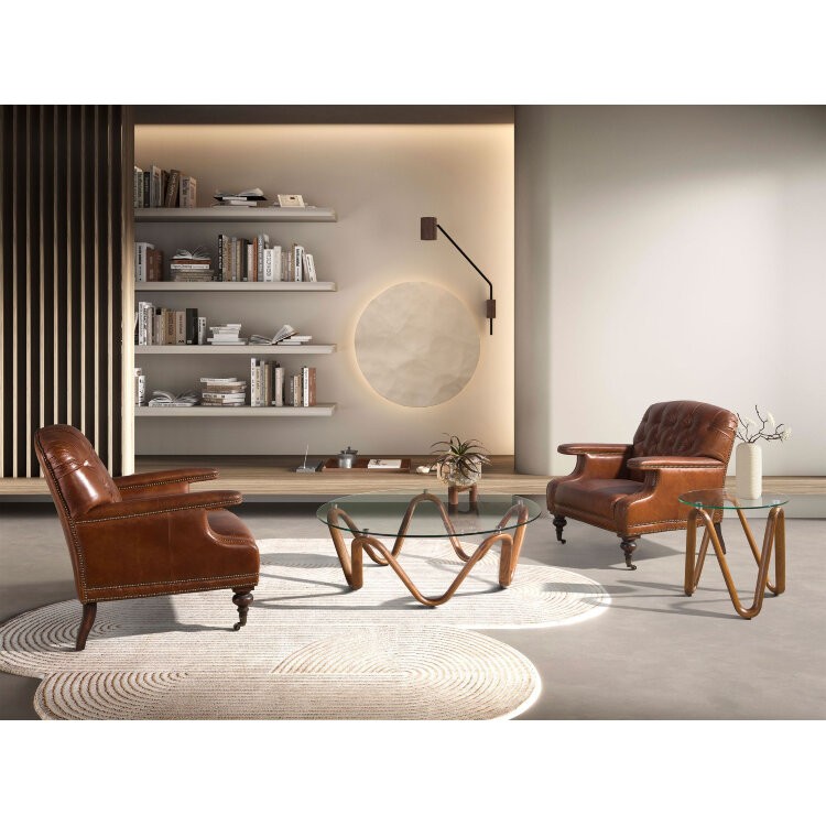 Приставной столик 2125/LT20048 из стекла и ореха