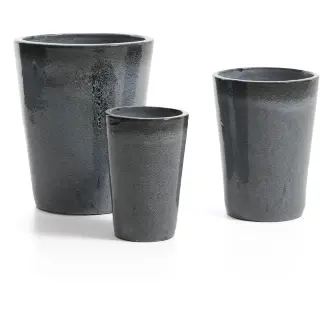 Набор из 3 кашпо Rotja с глазурованной синей отделкой, диаметр 26 / 35 / 47 см