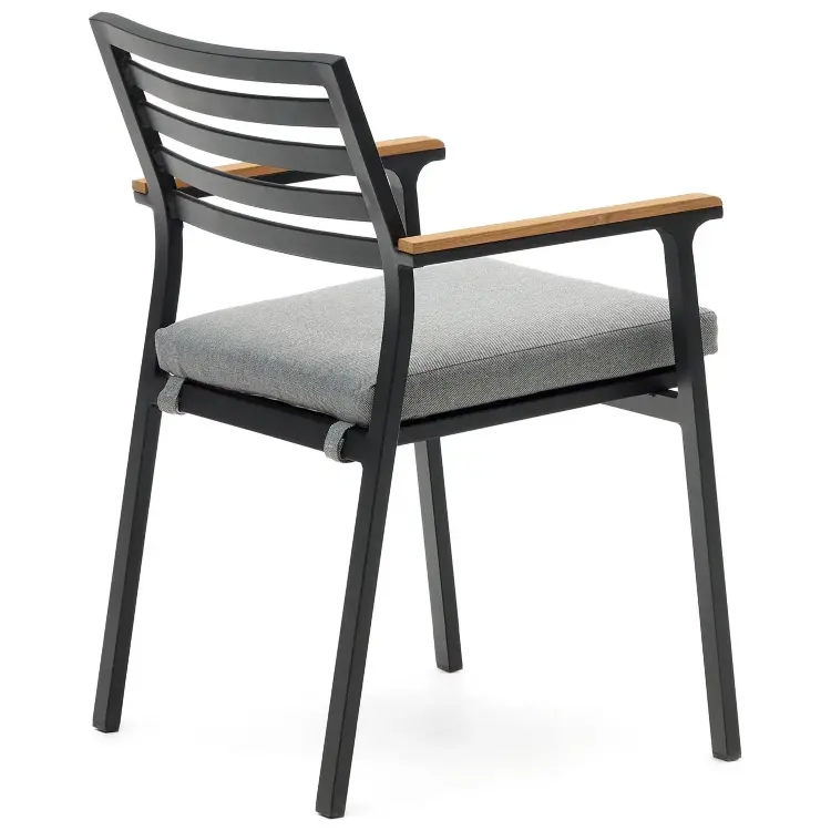 Bona Уличный стул из алюминия в черной отделке и массива тикового дерева