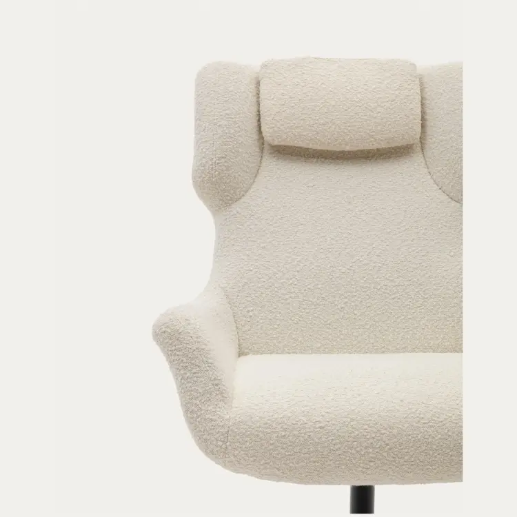 Zalina Вращающееся кресло с подлокотниками из белой ткани букле