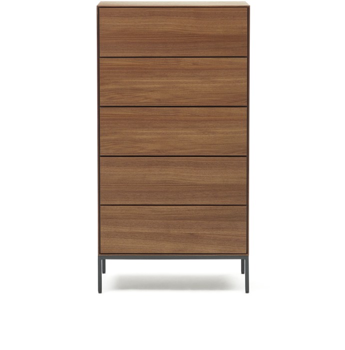 Vedrana Комод с 5 ящиками из орехового шпона со стальными ножками 60 x 114 см