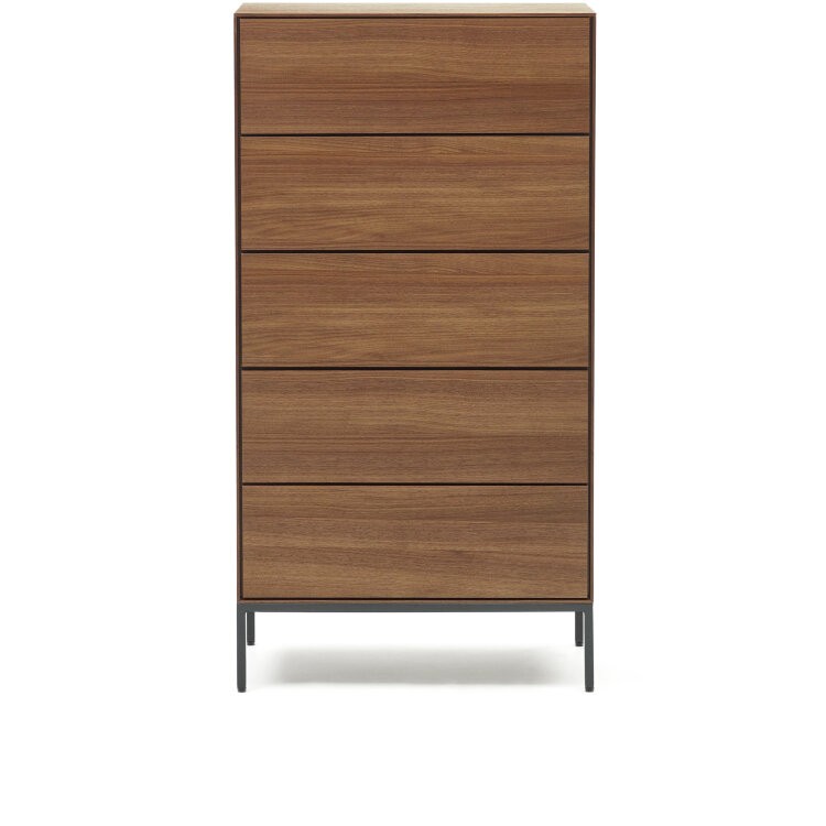 Vedrana Комод с 5 ящиками из орехового шпона со стальными ножками 60 x 114 см