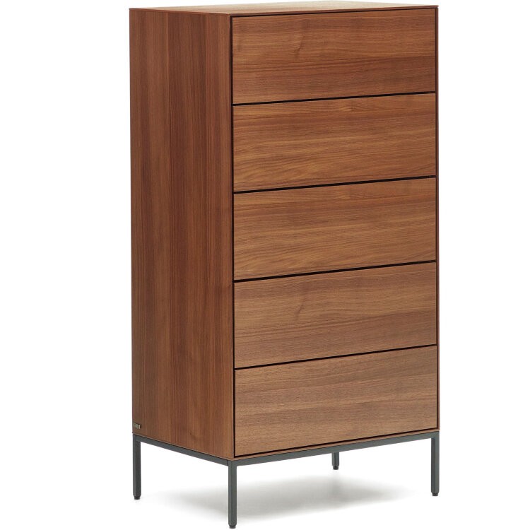 Vedrana Комод с 5 ящиками из орехового шпона со стальными ножками 60 x 114 см