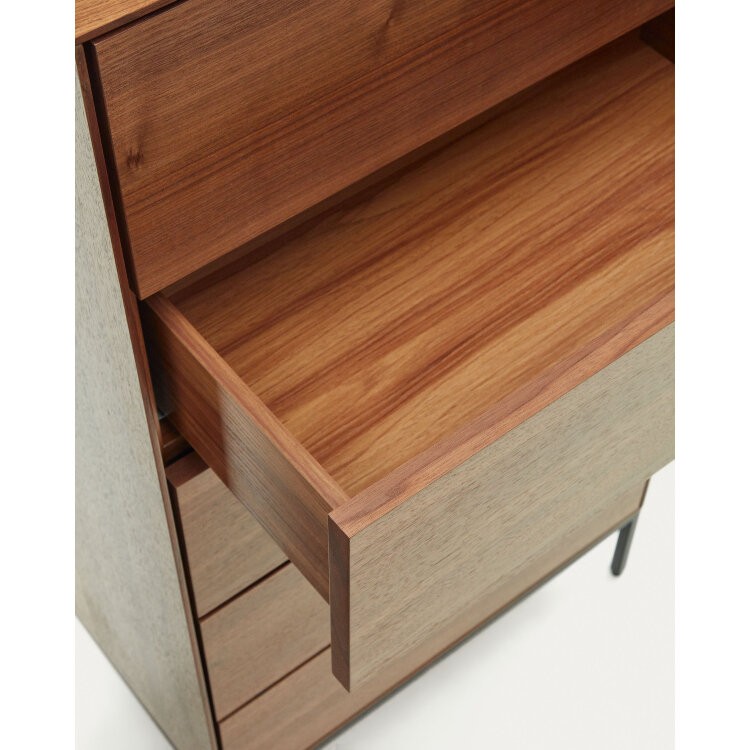 Vedrana Комод с 5 ящиками из орехового шпона со стальными ножками 60 x 114 см