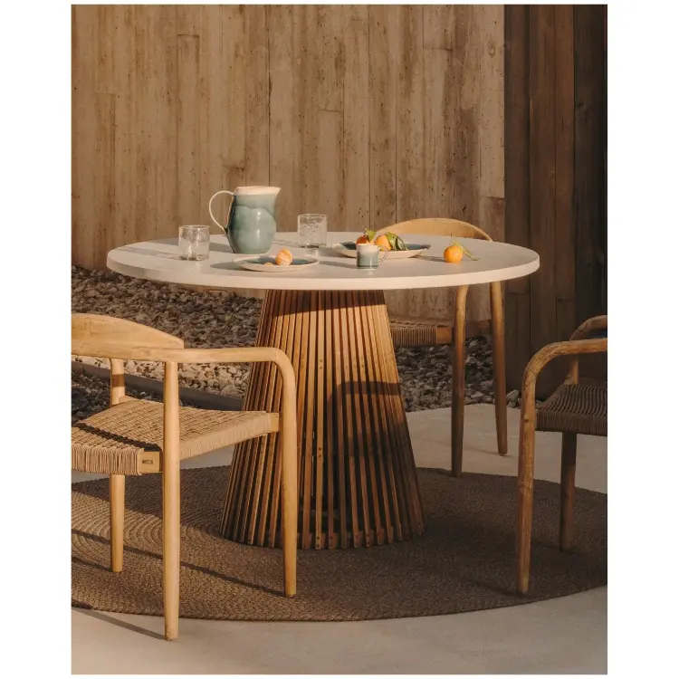 Alcaufar Круглый уличный стол из массива тикового дерева