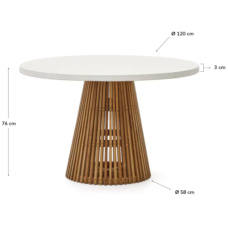 Alcaufar Круглый уличный стол из массива тикового дерева