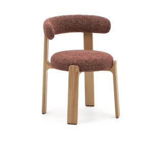 Granite Стул на 4 ножках из терракотового шенилла и массива ясеня в натуральной отделке