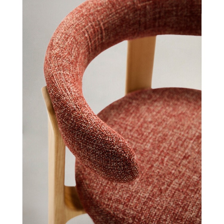 Granite Стул на 4 ножках из терракотового шенилла и массива ясеня в натуральной отделке