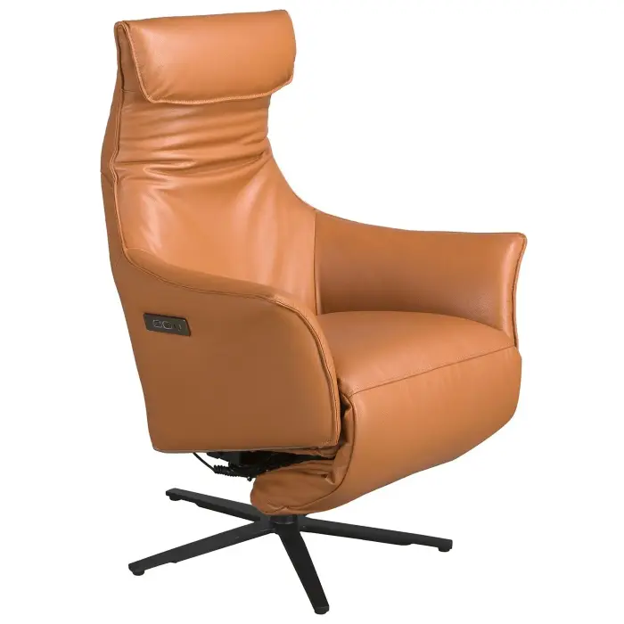 Вращающееся кресло из коричневой кожи модель 5137