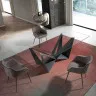 Прямоугольный обеденный стол 1128-220x95 из закаленного стекла и черной стали