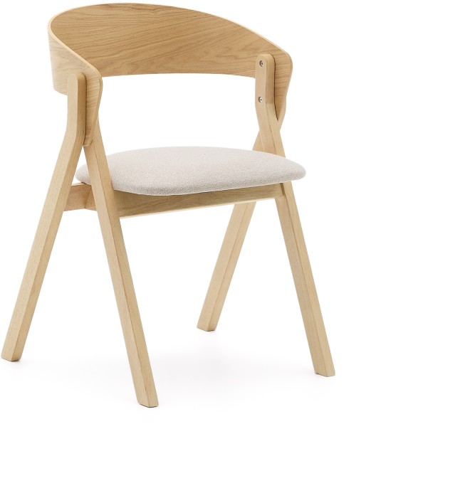 Стул Godia из дерева в натуральном цвете и бежевого шенилла
