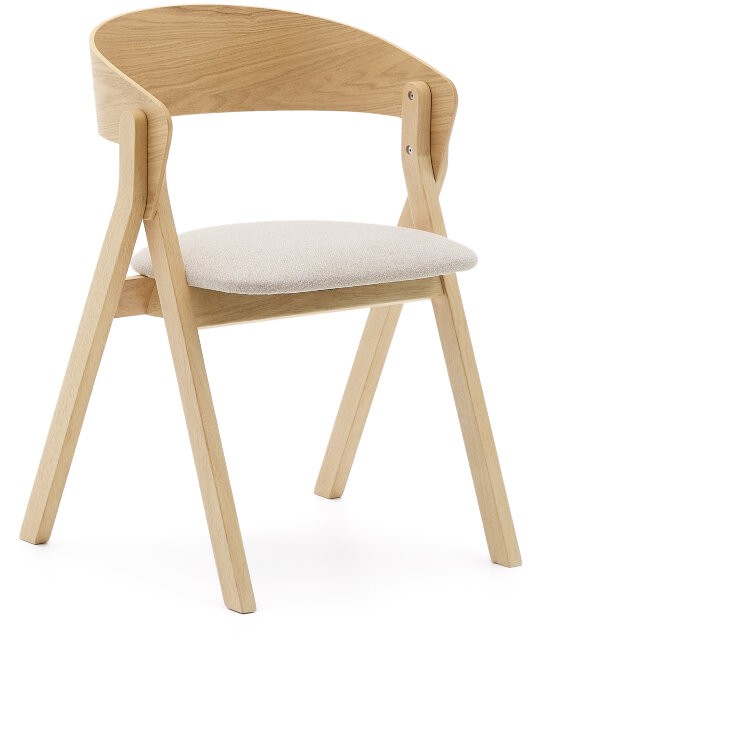 Стул Godia из дерева в натуральном цвете и бежевого шенилла