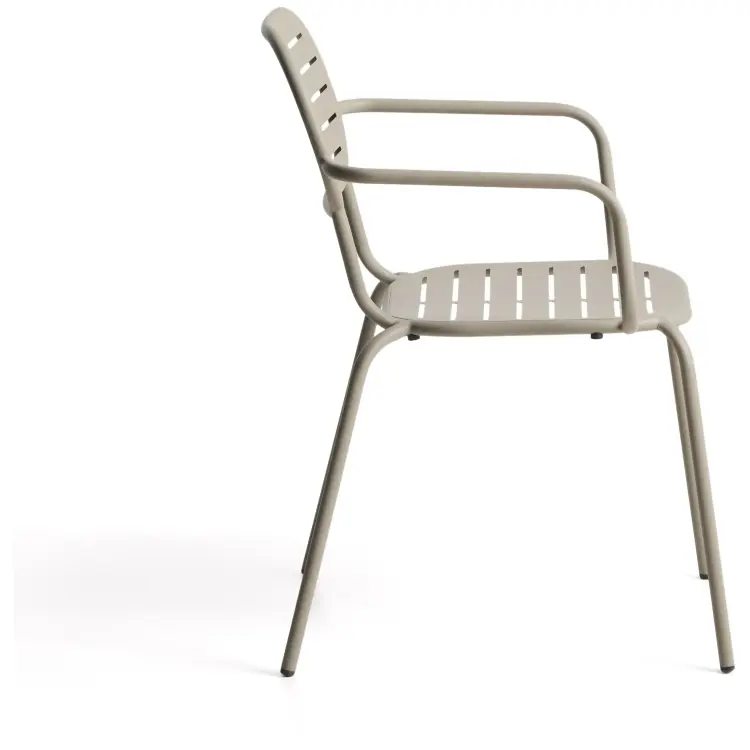 Уличный стул Brai с подлокотниками из оцинкованной стали бежевого цвета