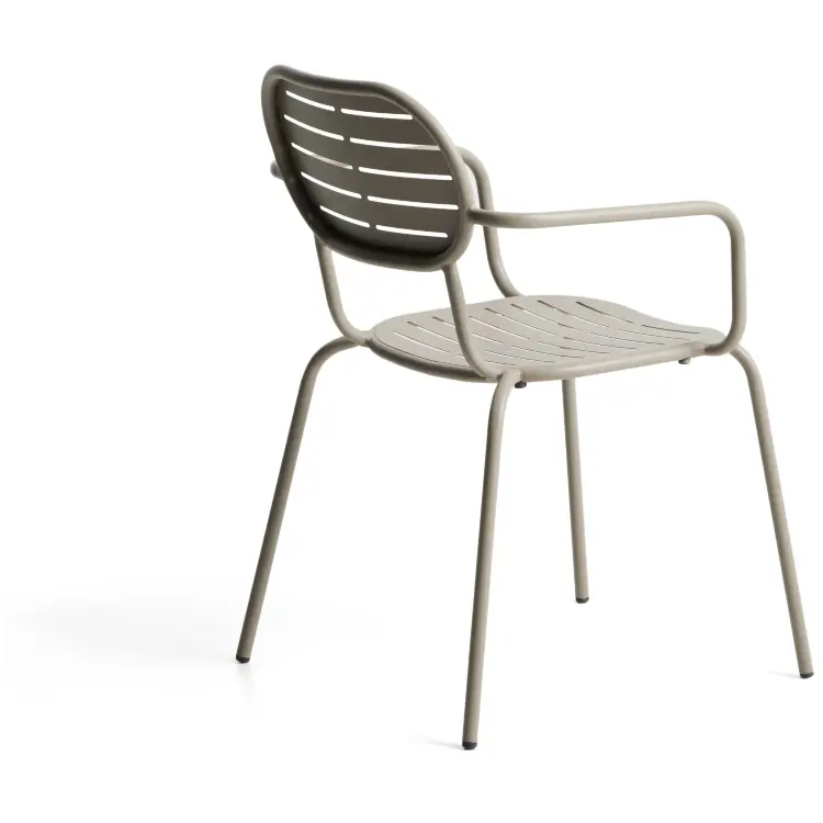 Уличный стул Brai с подлокотниками из оцинкованной стали бежевого цвета