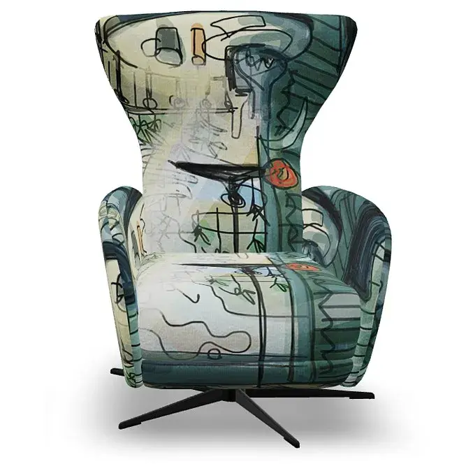 Кресло-реклайнер Mondrian Con Motor L-48, Base - Antracith Grey, ткань Mediterraneo S.6