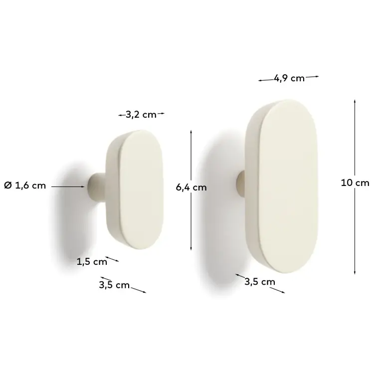 Набор из 2 вешалок Arely из бука с бежевым лаковым покрытием, 6,5 см/10 см