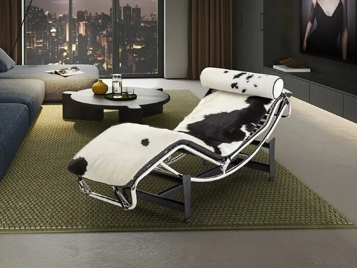 Leco Шезлонг из коровьей кожи черный/белый