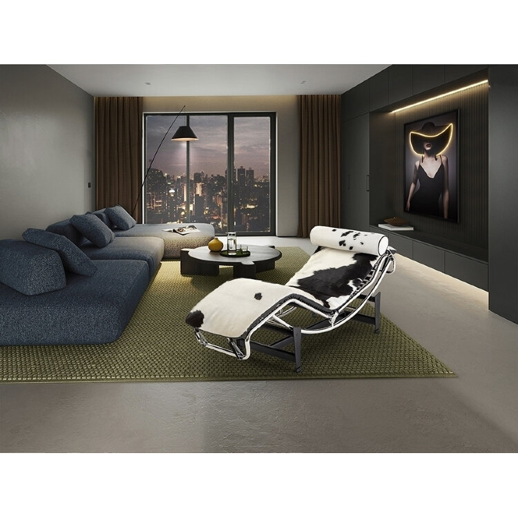 Leco Шезлонг из коровьей кожи черный/белый